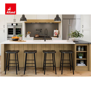 Gabinete de cocina Allandcabinet Portola con banco empotrado pintado en blanco, con puerta elevada en color arce rojizo y revestimiento de lino <span class=keywords><strong>bajo</strong></span> la <span class=keywords><strong>ventana</strong></span>. - Product Image 4