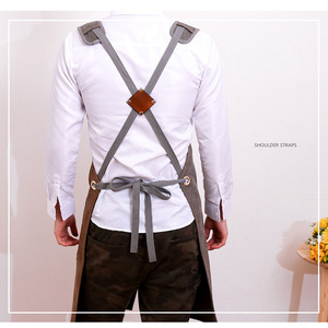 Delantal sin mangas estilo <span class=keywords><strong>vaquero</strong></span> para hombre, con estampado, estilo campestre americano, hecho a mano, con múltiples bolsillos, para barbero, tienda de té con leche, jardinería, camarero - Product Image 2