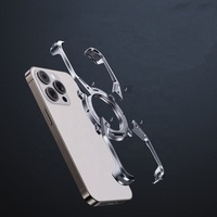 Etuis pare-chocs en aluminium sans cadre pour Iphone 16 15 14 13 Plus Pro Max Luxury Design Anti-Scratch Magnetic Ring Holder Phone Case