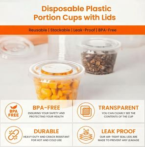 4 Unzen Kunststoff-Portionierdeckel - Luftdicht, BPA-frei, Auslaufsicher, Stapelbar |   Moderne Runde Mini-Becher für Gewürze, Jello-Shots & Salat - Product Image 5