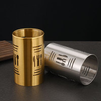 Support à baguettes creux en acier inoxydable doré style coréen, vintage brossé, avec drainage, pour rangement de couverts et vaisselle