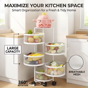 Cesta organizadora de metal para <span class=keywords><strong>cocina</strong></span>, estante giratorio para almacenamiento de frutas y verduras, tipo vertical, superventas - Product Image 5