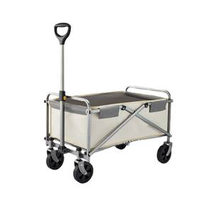 Carrito de Camping Plegable Portátil con Capacidad de Carga de 80 kg, Marco Metálico de Cuatro Ruedas, Ligero, Color Gris Blanco Hueso, para Uso en Exteriores - Product Image 1