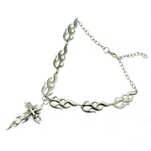 New Simple Popular Design Flamed Shaped <b>Cross</b> Pendant Necklace Hiphop Style Unisex's Alloy Necklaces Fashion Jewelry Wholesale - Product Image 6