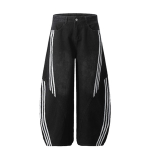 Jeans pour hommes tendance 2025 avec décoration rayée, pantalon décontracté taille moyenne, source du fabricant - Product Image 4