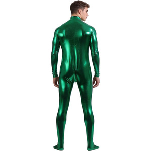 Combinaison intégrale en cuir verni vert Manyusha pour homme, costume Zentai avec étiquette et tags pour spectacle sur scène, taille adulte - Product Image 1