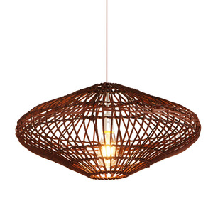 Lámpara Colgante de Mimbre Tejido, Ovalada, con Bombilla LED E27, para Sala de Estar, Dormitorio, Comedor - Product Image 1