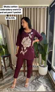 ชุดสูท2ชิ้นเป็นมิตรต่อสิ่งแวดล้อมของผู้หญิงชุดสูทกางเกงสไตล์อินเดียชุดวันหยุดพิมพ์ลายดอกไม้แบบลำลองปักลายดอกไม้ - Product Image 4