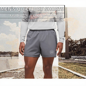 Pantalones Cortos Deportivos Casuales de Verano para Hombre de Alta Calidad, Logotipo Personalizable, Secado Rápido, Ajuste Holgado, Tejido Sólido con Cordón Ajustable, Teñido Liso - Product Image 2