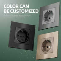 Nouveau Design Élégant Maison Or Noir Gris Couleur 86mm Plaque En Aluminium Brossé Norme UE 220V 16A Prise Schuko Allemande