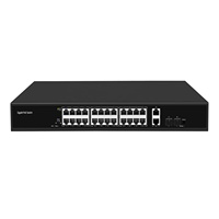 Commutateur PoE 4COVR 400W sans ventilateur, 24 ports, 802.3af/at, Full Gigabit, 2*1Gbps Uplink, VLAN, pour système de caméra de sécurité PoE