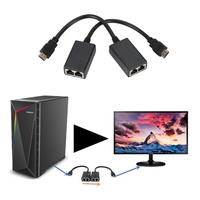 Extensor HDMI de Plástico de 30m con Cable UTP CAT5e/6 Doble, Negro, Compatible con 1080P, Mini Plug and Play