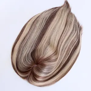 Virgin European Remy Hair Toupee For Women Ready To Ships 8X8 Silk Top Wefted Topper Injected Skin Top Lace Front Topper
