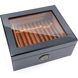 Cigar box, Conch Glass Top Cedar with Front Digital Hygrometer, Humidifier Gel & Divider, Desktop Humidor Case Hol cigar boxes wholesale