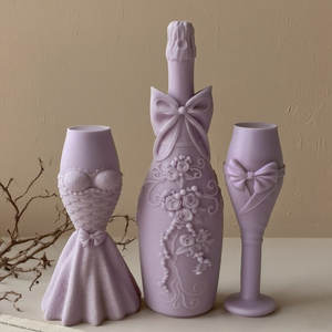 J10-431 Wedding Series Eco-Friendly Silicone Mold Logo Personalizável para DIY para Champagne Cup Shape Decorações Vela Fazendo - Product Image 2