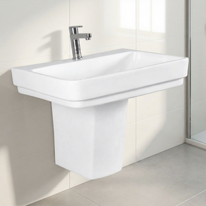 Gorgeous Design Rectangle Half Pedestal Ceramic Wash Basin Eco Friendly Water Resistant Economical - Product Image 5
