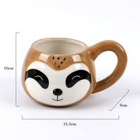 Tasses à café en céramique sur mesure, tasses en porcelaine pour animaux, tasse de paresseux en céramique 3D avec sourire