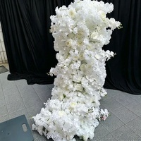 Guirlande de fleurs artificielles blanches de luxe pour arche de mariage, décoration florale suspendue, chemin de table pour événements, couronne de fleurs de cerisier et roses en soie