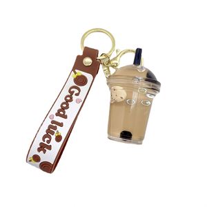 New Arrival Pearl Milk Tea <b>Cup</b> Keychain Teddy Bear Boba Liquid Keychain Floating Boba Keychain - Product Image 5