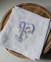Serviettes de cocktail en lin personnalisées avec initiales brodées, serviettes de mariage faites à la main, écologiques