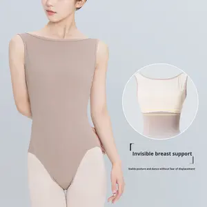 ชุดบอดี้สูทบัลเลต์ผ้าไนลอนลายแจ็คการ์ดแบบเซ็กซี่โชว์หลังสำหรับผู้หญิง สำหรับฝึกซ้อมยิมนาสติกและการเต้น - Product Image 3