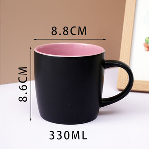 Tazas de Cerámica de 11 oz al por Mayor, Coloridas por Dentro, Superficie Mate, para Café, Leche, Té, Color Negro Mate, Personalizables - Product Image 6