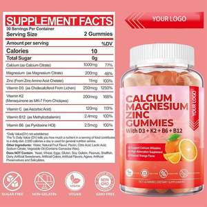 Bonbons OEM sans sucre pour <span class=keywords><strong>calcium</strong></span>, magnésium, zinc Vitamine D3 B6 B12 K2 Santé osseuse Soutien immunitaire Métabolisme énergétique Complément alimentaire - Product Image 5