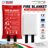 Couverture anti-feu en fibre de verre à accès rapide avec deux sangles de traction et sac de rangement EN 1869:2019 pour la sécurité incendie en cuisine