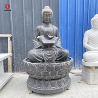 Fontaine de Bouddha en marbre avec cascade en pierre naturelle sculptée à la main pour jardin extérieur moderne