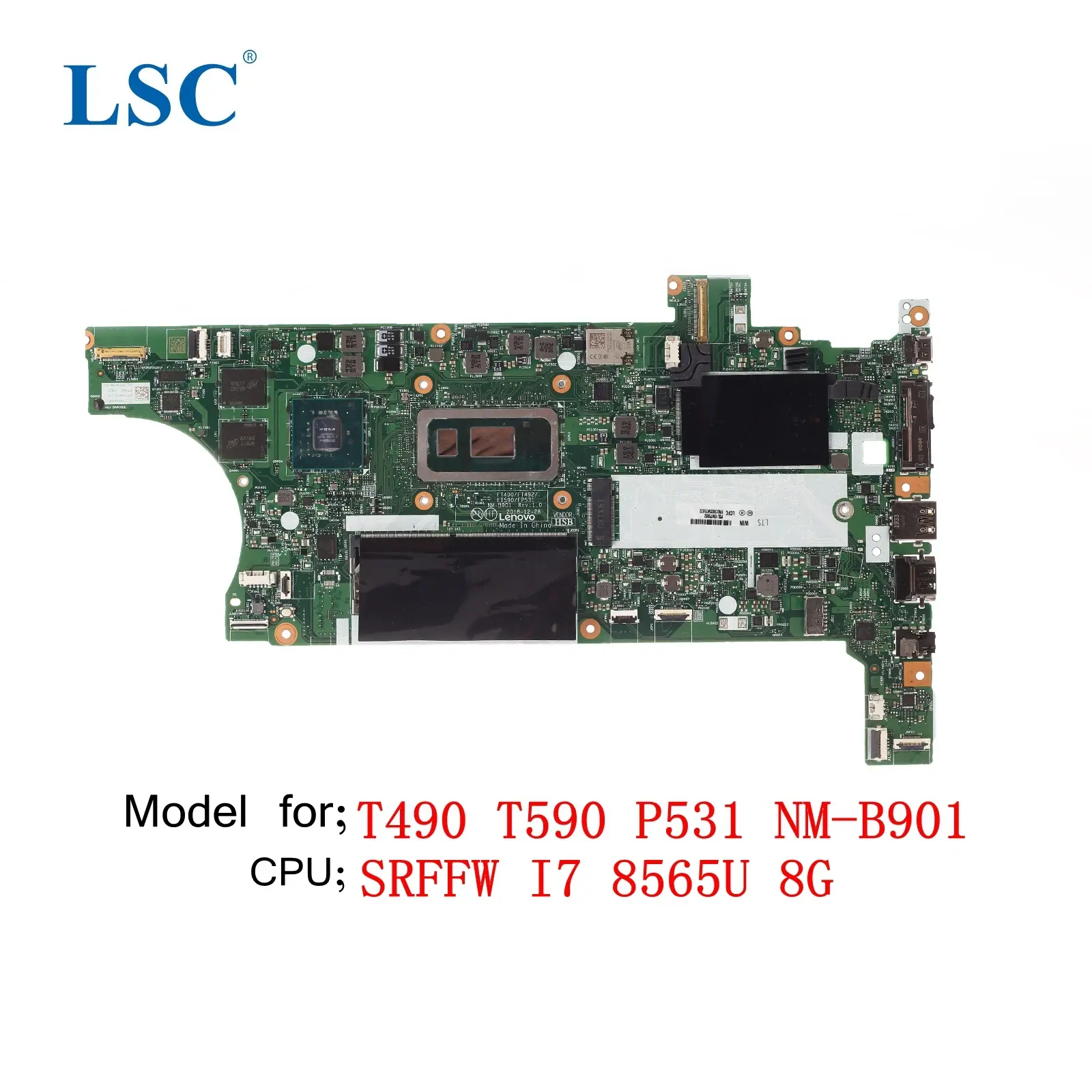 T490 T590 P531 Laptop Motherboard for ThinkPad NM-B901 CPU I7 8565U 8G DDR4