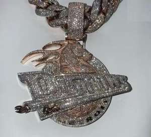 Colgante de Moissanita para Hombre, Diseño Hip Hop, Chapado en Oro Rosa, Forma de Letra, Elegante, Plata de Ley 925, Estilo Diamante de Lujo - Product Image 1