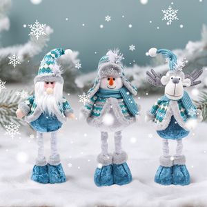Customizable <b>Christmas</b> Decorations Stretchable Blue Plush Santa Claus Snowman Reindeer Ornaments Holiday Toys <b>Christmas</b> Gifts - Product Image 1