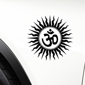 Autocollant en vinyle pour voiture, motif soleil hindou mystique Om, en sanskrit, pour voiture, ordinateur portable, fenêtre, verre, cadeau, découpé - Product Image 6