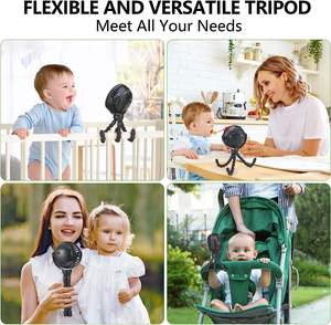 Ventilateur de poussette pour bébé, mini ventilateur USB flexible à pince trépied, rechargeable, pour séchage des cils, avec fixation au plafond, pour approvisionnement mixte à prix bas - Product Image 2