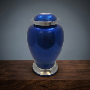 Urna Funeraria de Aluminio Azul, Recuerdo Conmemorativo Metálico, Ataúd Personalizado con Grabado, Decoración para el Hogar, Artesanía India - Product Image 1