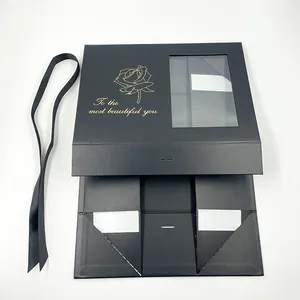 包装礼品盒带透明窗前纸箱带手柄结婚礼品袋盒生日礼品盒