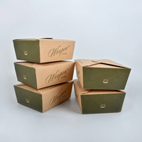 Boîte en kraft de qualité alimentaire résistante à l'huile avec logo personnalisé, vente chaude, conteneur à emporter pour la restauration, boîte en kraft pour le stockage des aliments