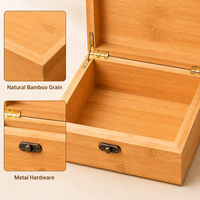 Boîte de rangement en bambou avec couvercle à charnières, organisateur avec loquet métallique, prête à l'exportation pour la décoration intérieure et les cadeaux durables