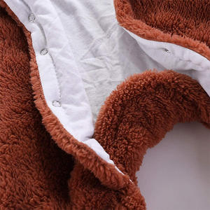 2023 nouveau Style À Capuchon Ours Oreilles Mignon zipper Manteau all-over grenouillères Garçons Et Filles Bébé Solide Couleur Corail <span class=keywords><strong>Polaire</strong></span> Bébé Manteau - Product Image 4