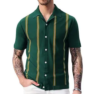 2022 Summer Men's Short-sleeved Knitted Casual POLO Shirts Contrast Color British Slim Lapel Ice Silk POLO Shirt Men Clothes