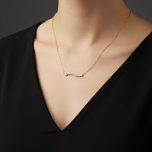 Collar con colgante de oro amarillo macizo de 18 quilates con diamantes naturales hechos a mano para uso diario, joyería moderna para mujer, venta al por mayor popular. - Product Image 3