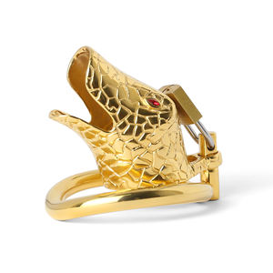 Gratis Custom Box - Bdsm Cockcage Goud Slang Afsluitbaar Penisslot Rvs Cobra <span class=keywords><strong>Ring</strong></span> Mannelijke Kuisheid Apparaat Gordel - Product Image 4