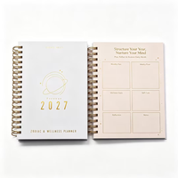 Agenda hebdomadaire personnalisé 2027, nouveau design, spirale, feuilles mobiles, PVC, tissu PP, couverture rigide B5, estampage à chaud doré, impression CMYK