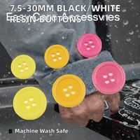 Kancing Resin Niucky 7.5mm-30mm 4 Lubang Tipis Hitam/Putih dengan Hiasan Payet Model Flatback Dapat Dicuci untuk Menjahit Pakaian