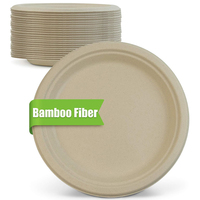 Assiettes en papier 100 % compostables, assiettes jetables naturelles en bagasse, écologiques, fabriquées à partir de fibres de canne à sucre