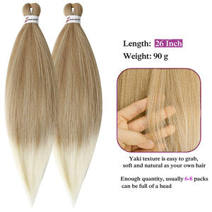 Extensions <span class=keywords><strong>de</strong></span> cheveux synthétiques pré-étirées pour tresses, 26 pouces, Ombré Yaki, thermoformables à l'eau chaude, sans démangeaisons, faciles à tresser, vente en gros - Product Image 5