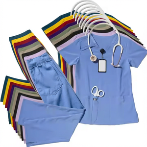 Breathable Unisex Medical Scrub Set Hospital Uniform <b>Nurse</b> Workwear Custom Logo Woven Two Piece for Clinic Beauty Salon <b>Tunic</b> - Product Image 1