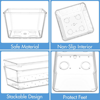 Boîtes de rangement en plastique transparent multi-tailles pour accessoires de salle de bain et de bureau