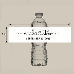 Etiquetas de Agua para Boda, Pegatinas Impermeables Personalizadas para Recuerdos de Recepción, Envoltorios Modernos para Botellas con Monograma - Product Image 5