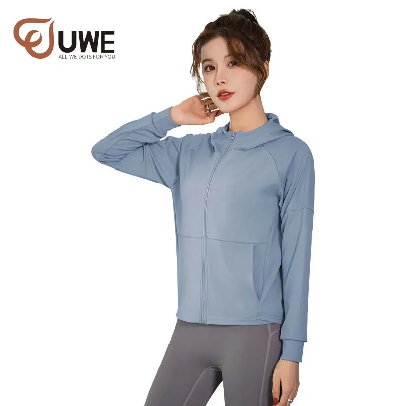 Sportswear loose top fitness running training clothes quick dry hoodie cardigan yoga sports jacket for women